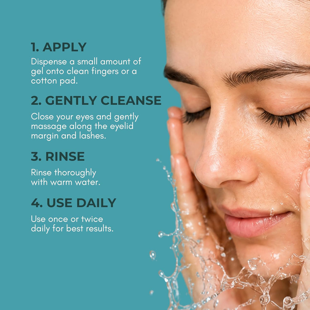 Noveha Eyelid & Lash Gel Cleanser With Pro-Vitamin B5, Tea Tree Oil & Hyaluronic Acid – Gentle Daily Cleansing Gel For Eyelids & Lashes – Refreshing Eye Area Care – 50Ml (1 Pack)