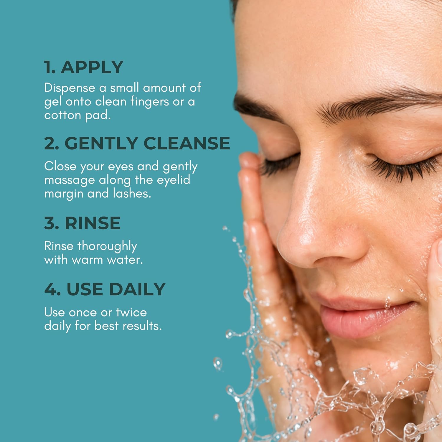 Noveha Eyelid & Lash Gel Cleanser With Pro-Vitamin B5, Tea Tree Oil & Hyaluronic Acid – Gentle Daily Cleansing Gel For Eyelids & Lashes – Refreshing Eye Area Care – 50Ml (1 Pack)
