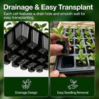 Gardzen 5-Set Seed Starter Tray Kits, Durable Plant Germination Trays With Humidity Vented Domes And Bases, Ideal For Seed Starting, Indoor Gardening, And Greenhouse (Total 200 Cells)