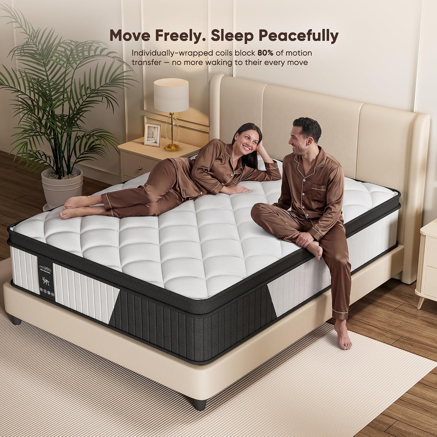 Queen Hybrid Mattress 12 Inch In A Box, Cooling Gel Memory Foam & Pocket Springs, Medium Firm, Pressure Relief & Motion Isolation, Extra Edge Support, Fiberglass Free, All Sleep Positions, Pillow Top