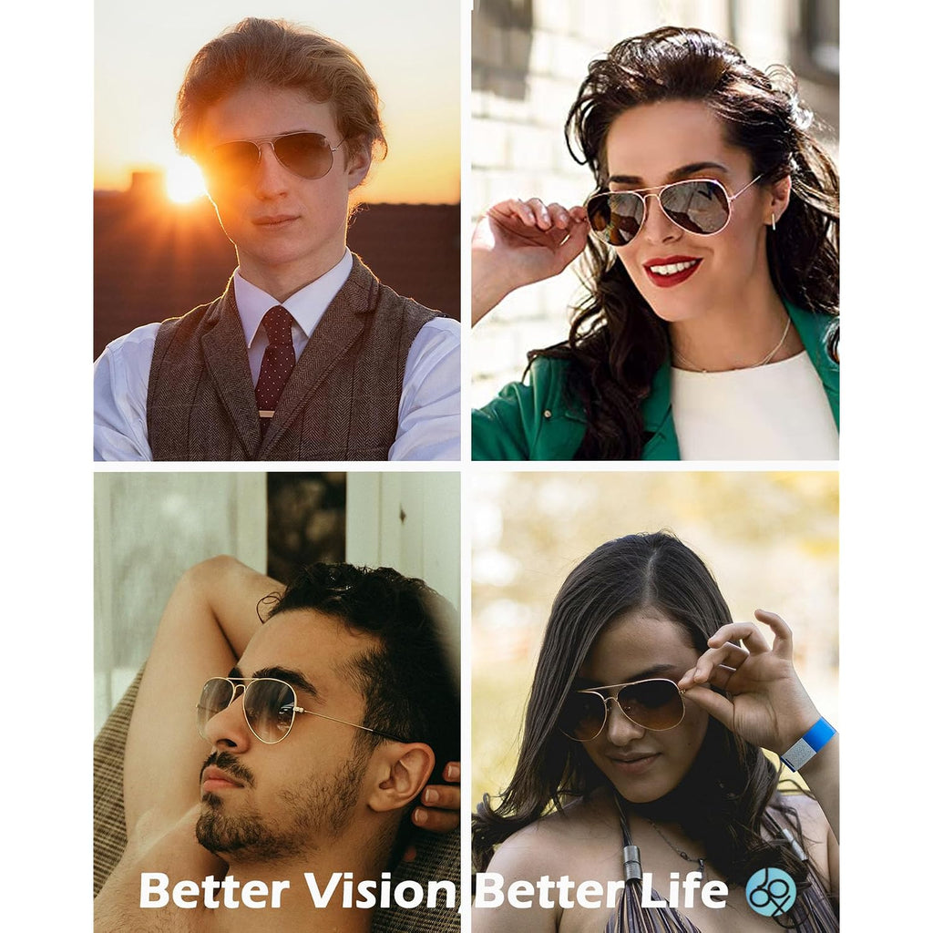 Polarized Aviator Sunglasses for Women Men, UV400 Protection Lens and Lightweight Metal Pilot Frame JX2775 Gold/Brown Gradient