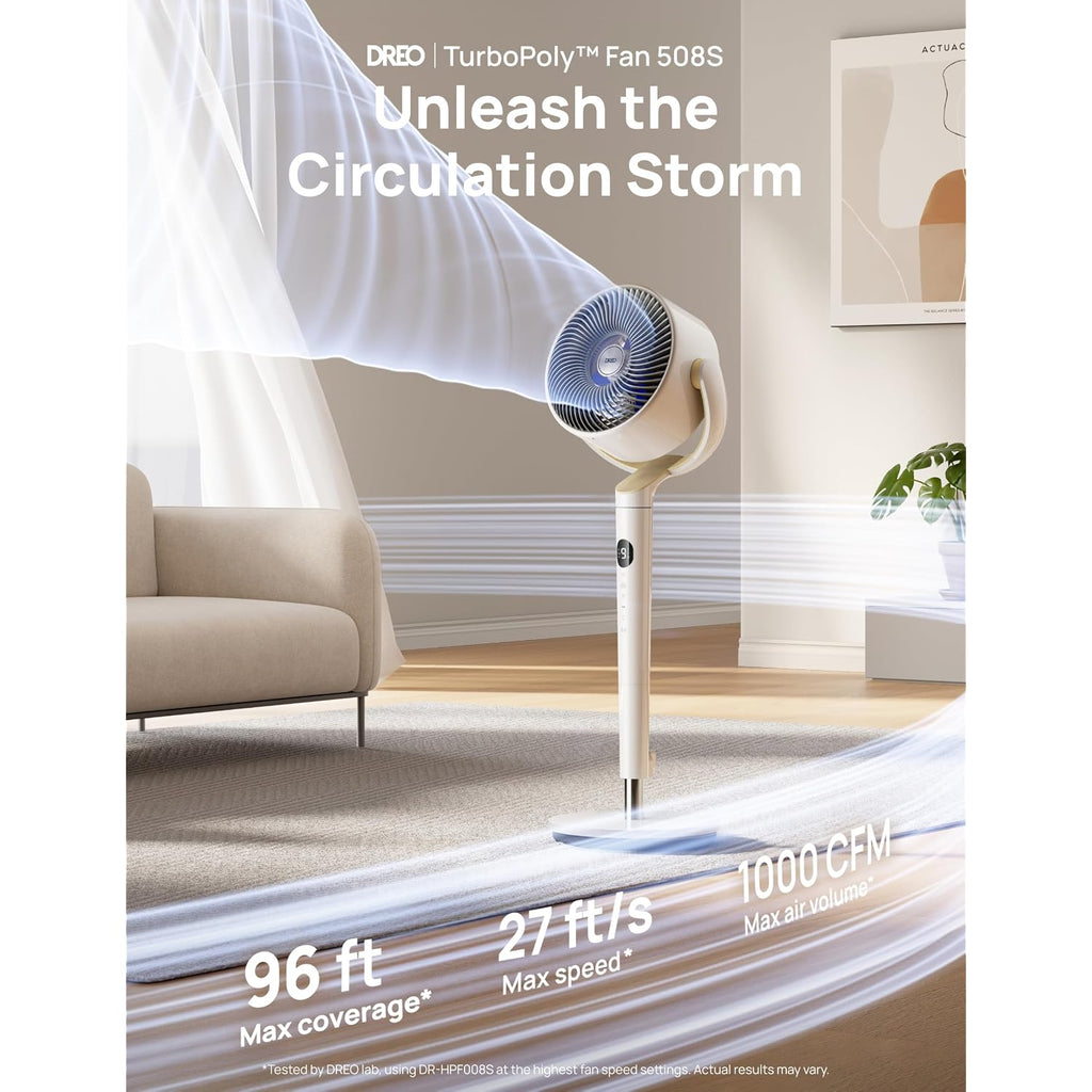 Dreo Smart Fan For Bedroom, 120° +120° Omni-Directional Oscillating Fans, 100Ft Quiet Pedestal Fan With Rgb Light, 9 Speeds, 6 Modes, 20Db, 8H Timer, Wi-Fi/Voice/Alexa, 35-40" Floor Fans With Remote