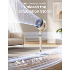 Dreo Smart Fan For Bedroom, 120° +120° Omni-Directional Oscillating Fans, 100Ft Quiet Pedestal Fan With Rgb Light, 9 Speeds, 6 Modes, 20Db, 8H Timer, Wi-Fi/Voice/Alexa, 35-40" Floor Fans With Remote