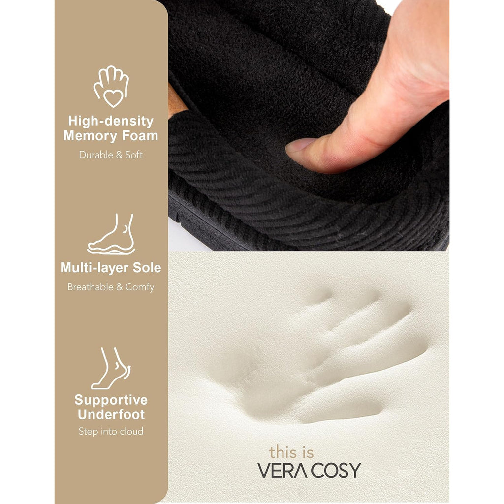 Veracosy Men'S Memory Foam Slippers Comfy Durable Moccasin House Shoes