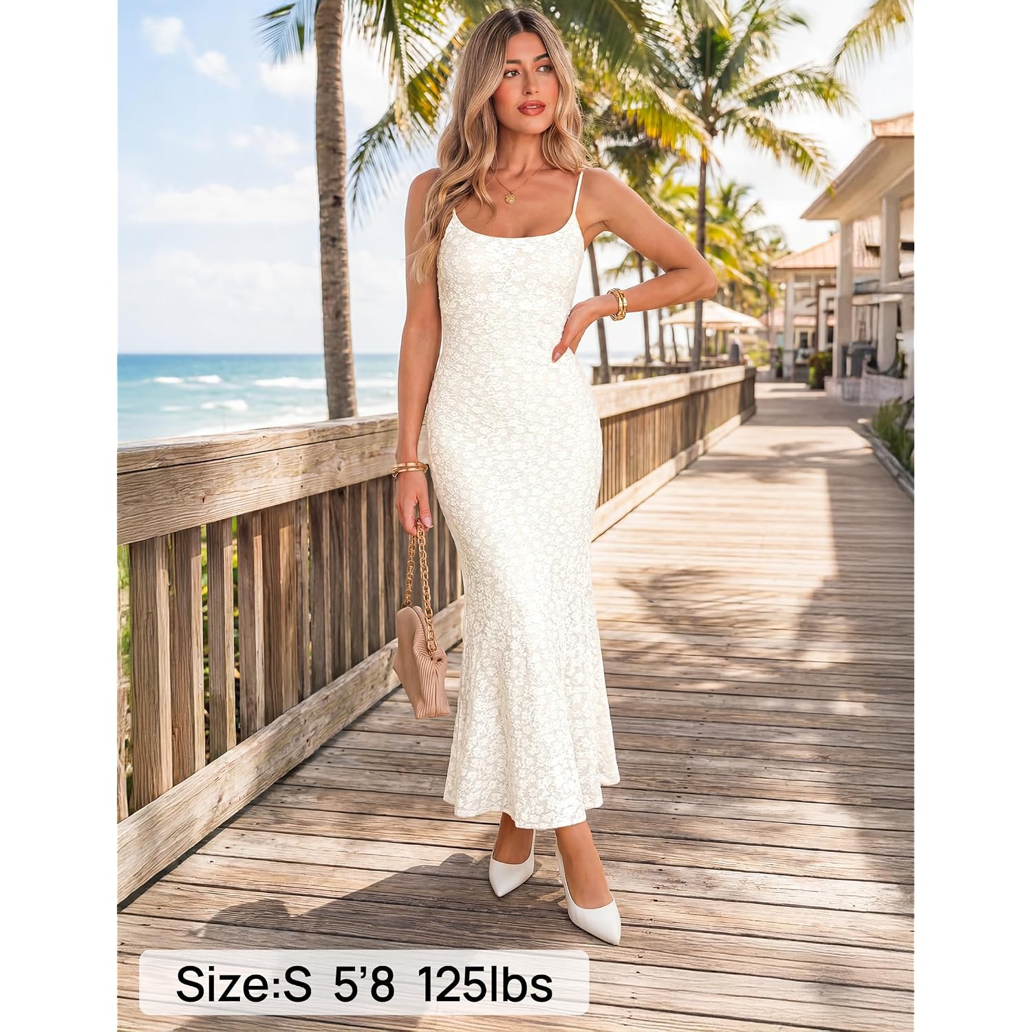 Zesica Women'S Summer Floral Spaghtti Straps Midi Dress 2026 Bodycon Sleeveless Square Neck Casual Beach Long Dresses