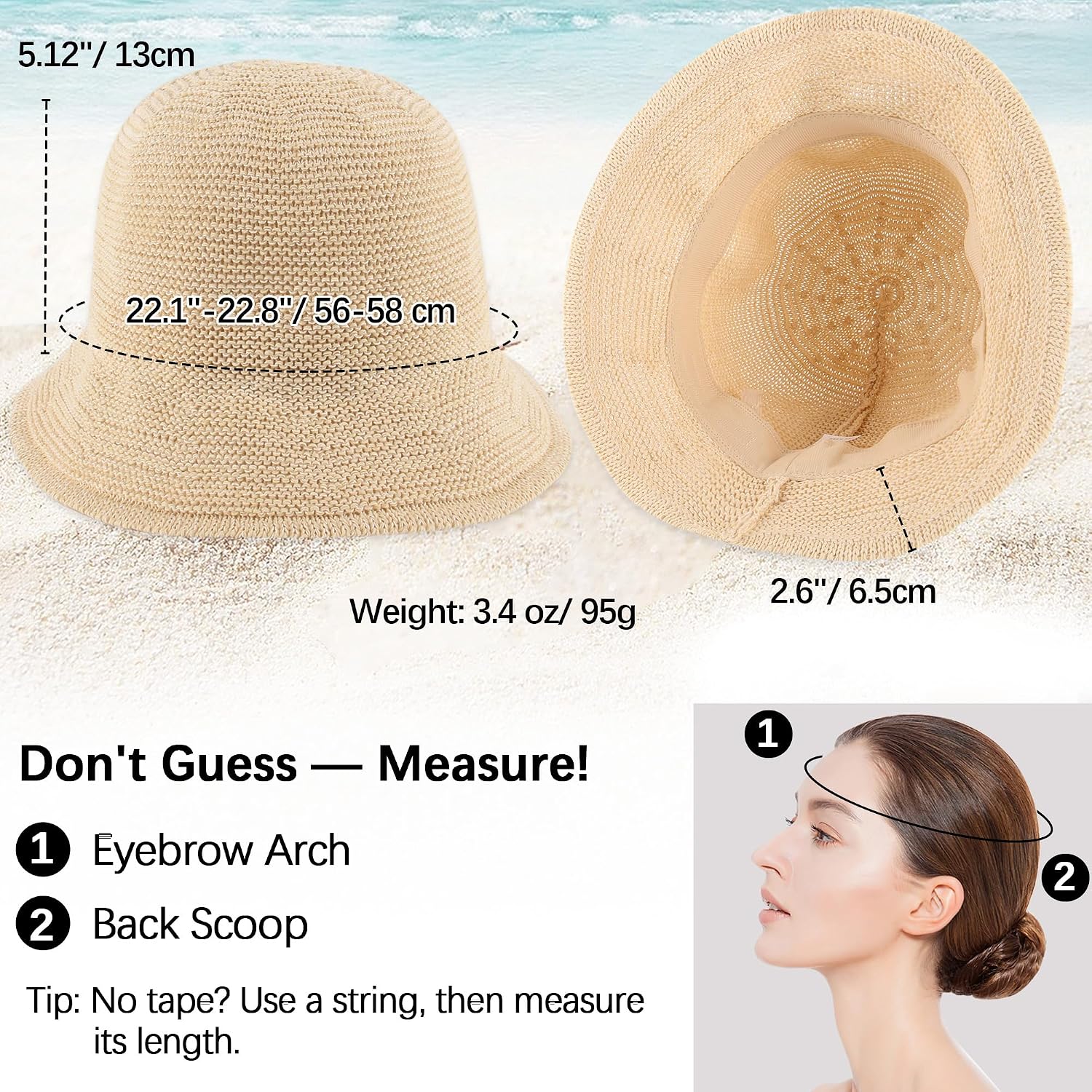 Mesh Woven Bucket Sun Hats For Women Floppy Wide Brim Beach Bucket Hat Foldable Lightweight Uv Protection Summer Cap