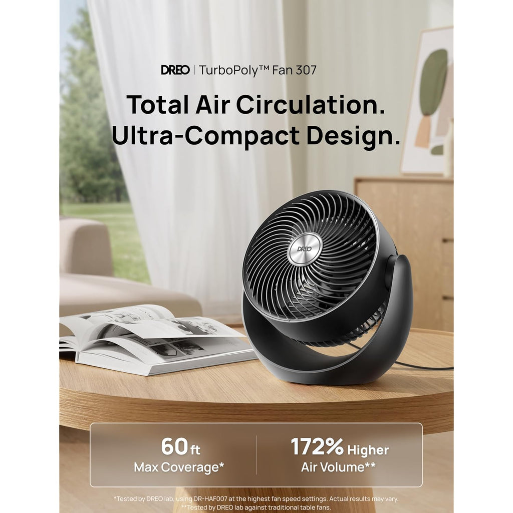 Dreo Fan For Bedroom, Table Air Circulator For Whole Room, 11 Inch, 60Ft Strong Airflow, 120° Adjustable Tilt, 20Db Low Noise, Quiet, 3 Speeds, Desk Fan For Home,Office, Kitchen