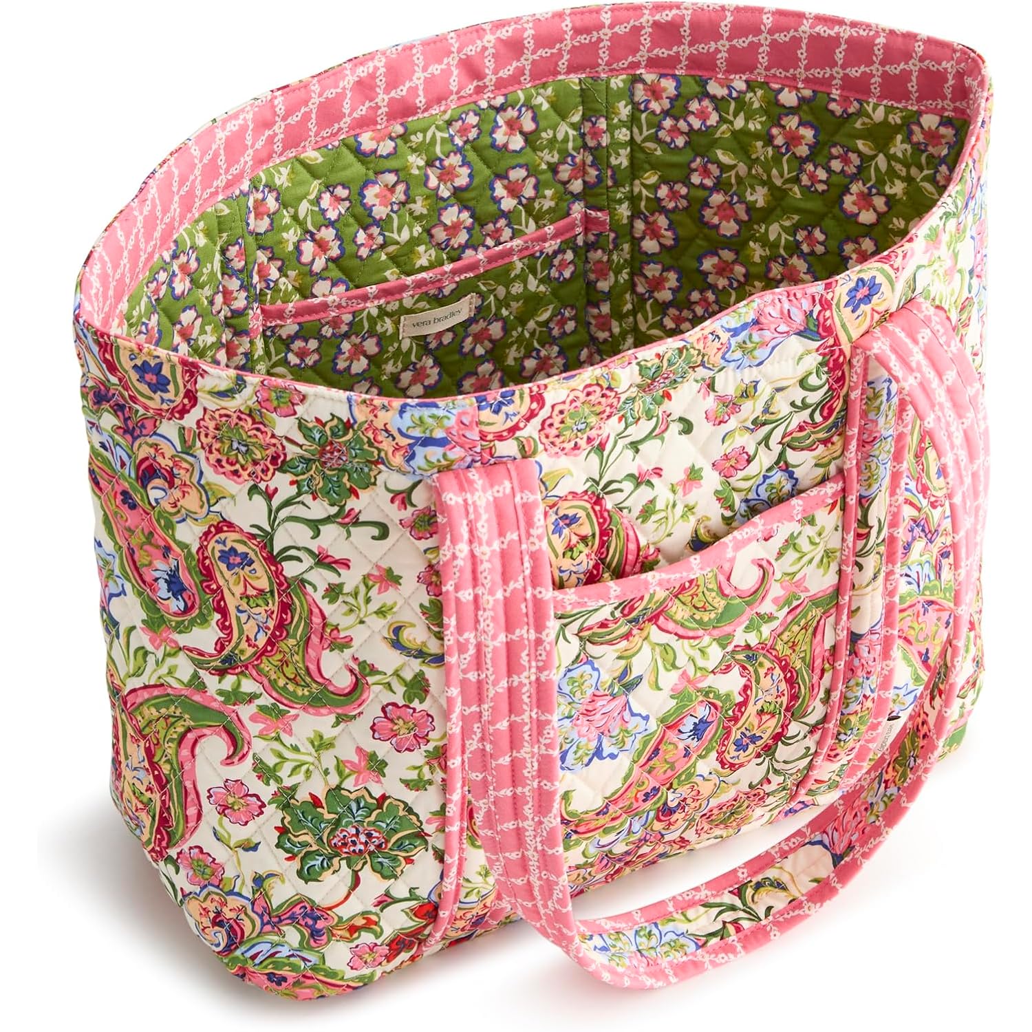 Vera Bradley Women'S Premium Cotton Hathaway Tote Bag – Quilted Reversible Shoulder Purse