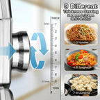 Sailnovo 3 In 1 Pasta Maker Machine - 9 Adjustable Thickness Settings Aluminum Alloy Pasta Roller & 2 Width Cutters For Fresh Spaghetti, Fettuccini, Lasagna, Dumplings - Stainless Steel, Silver