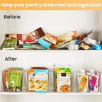 YIHONG 6 Pack Clear Pantry Organizer Bins, Plastic Containers with Handle for Kitchen,Freezer,Cabinet,Closet,Bathroom Under Sink Storage