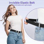 No Show Elastic Belts for Women with Invisible Flat Buckle Stretch Web Strap Belt for Jeans Pants Dresses