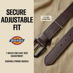 Dickies Mens Genuine Leather Belt – Durable Casual Style, Regular & Big And Tall Sizes