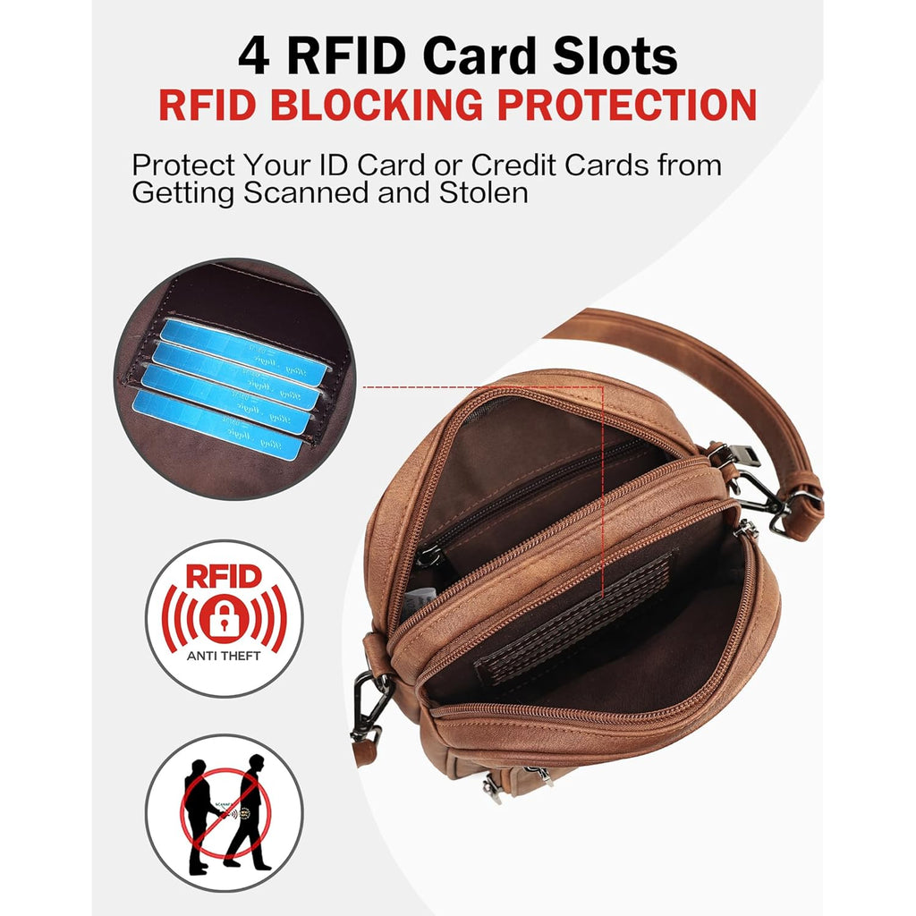 FADEON Small Purses for Women Crossbody Bags, Designer PU Leather Mini Cross Body Purse Travel Shoulder Bag Card Slots