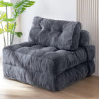 Maxyoyo Folding Sofa Bed, Convertible Chair With Pillow Foldable Couch With Back Support, Portable Fold Out Chair Bed Comfy Floor Sofa Lounge For Living Room Bedroom, Dark Grey, Single