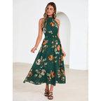 Simplee Womens Summer Halter Wedding Guest Dress Maxi Floral Vacation Boho Sundresses Flowy Formal Long Travel Dresses 2026