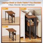 Huuger Folding Desk With Storage Shelf, 31.5 Inch Foldable Computer Table For Small Spaces, Space Saving Sofa Table For Couch, Writing Work Office Computer Desk, Easy To Fold, Rustic Brown