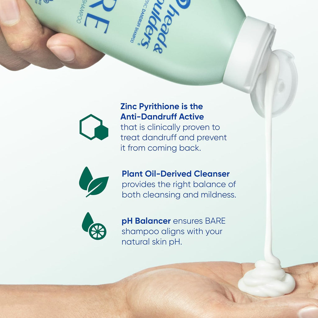 Head & Shoulders Anti-Dandruff Shampoo, Bare Soothing Hydration Twin Pack, 1% Pyrithione Zinc, Dry Scalp Relief, Free Of Sulfates, Silicones, Dyes, 13.5 Fl Oz Each
