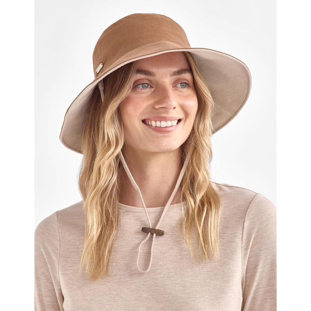 Solbari Resort Wide Brim Sun Hat UPF 50+ Packable UV Protection, Adjustable Size, Ponytail Opening, Stylish, Breathable