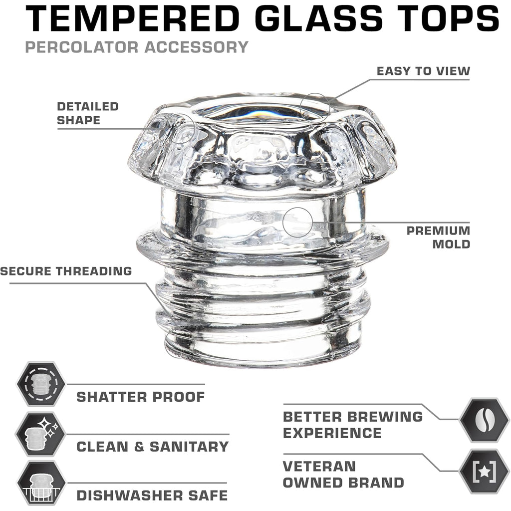 COLETTI Coffee Percolator Glass Top Replacement - (Pack of 2)