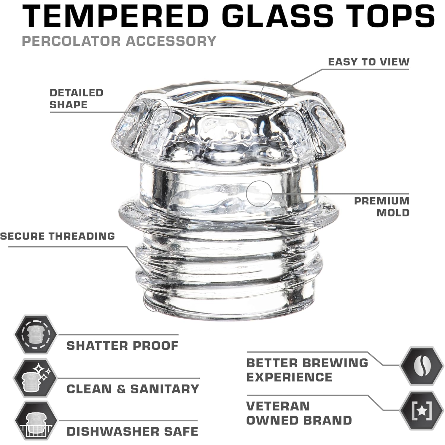 COLETTI Coffee Percolator Glass Top Replacement - (Pack of 2)