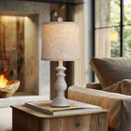 Traditional Table Lamp Set Of 2, Rustic Farmhouse Table Lamps For Living Room Bedroom, 22" Bedside Desk Lamps Vintage Nightstand Lamps With Linen Shades, Antique Grey
