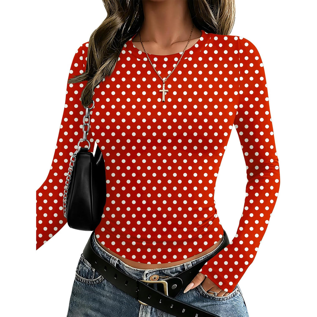 Zeagoo Women Long Sleeve T Shirts Crewneck Slim Fit Tops Going Out Fall Fashion Basic Tee