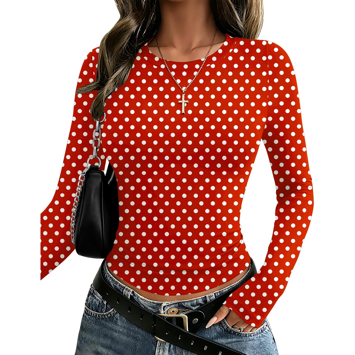 Zeagoo Women Long Sleeve T Shirts Crewneck Slim Fit Tops Going Out Fall Fashion Basic Tee