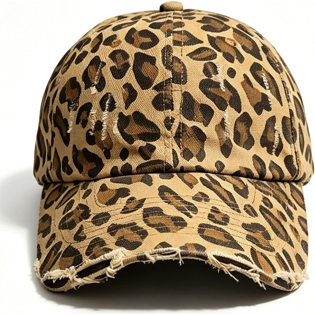 Baseball Hats For Women Men Adjustable Leopard Print Dad Trucker Hat Cotton Sun Protection Caps Sports Golf Medium