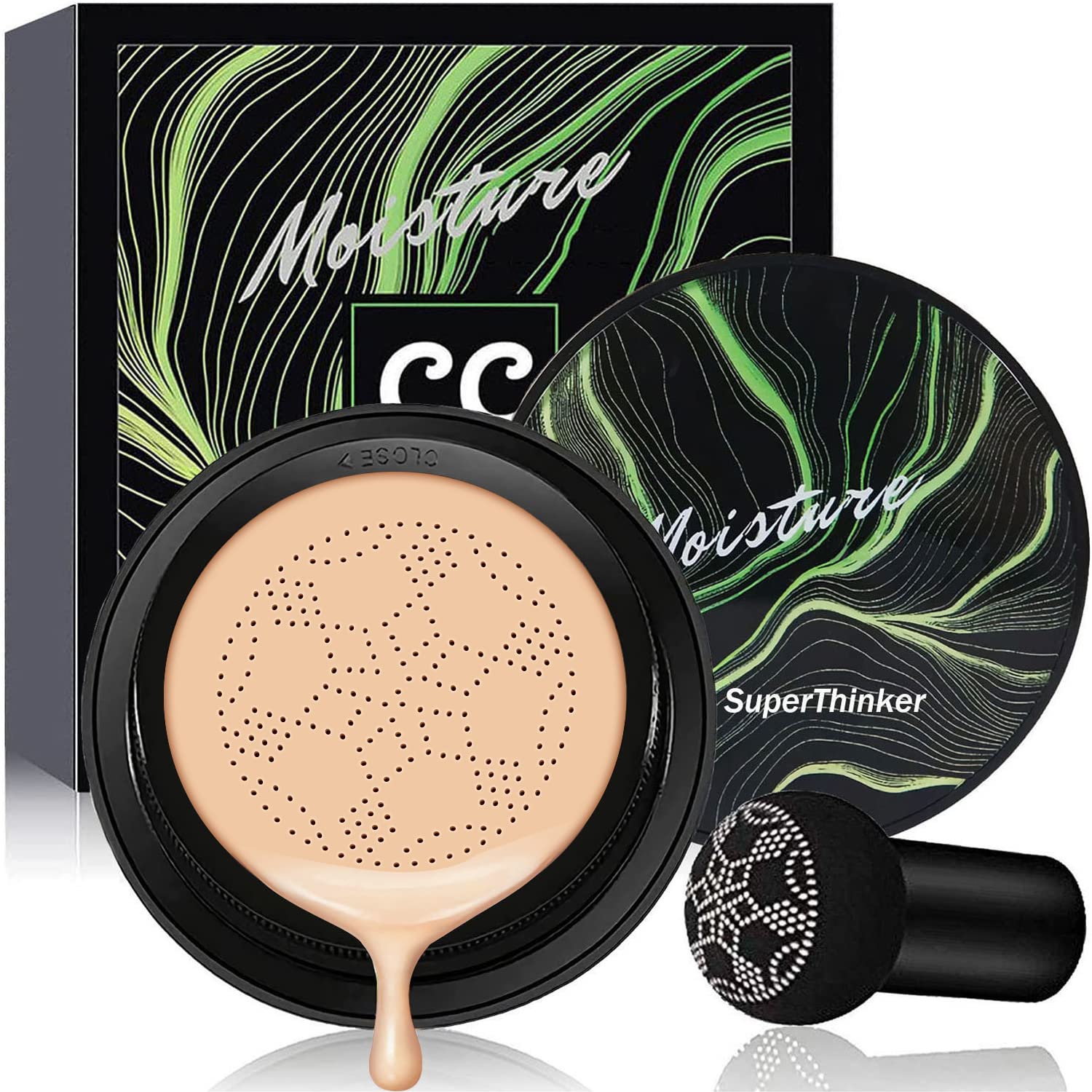 Cushion Foundation Concealer For Women, Face Makeup Air Cushion Cc Cream Foundation For Mature Skin, Even Skin Tone, Tattoo Cover Up Cc Cream Create A Lightweight Natural-Looking Base (Natural)
