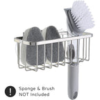 SunnyPoint NeverRust Deluxe Kitchen & Bathroom Sink Sponge Holder Organizer with Adhesive Mount - Additional Suction Cup Included – Sponge & Brush NOT Included – 7.4 x 3.3 x 2.75 Inch
