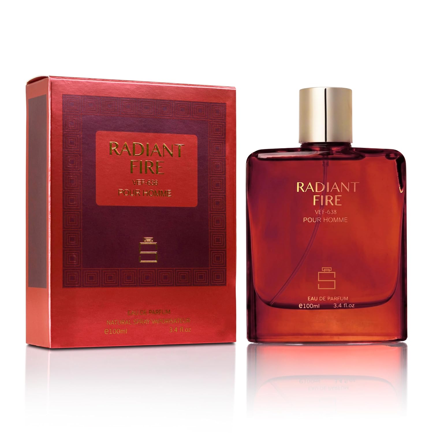Radiant Fire For Men Inspired By Vers. Eros Flame, Spicy Cologne, 3.4 Oz | Notes Of Lemon, Mandarin, Pepper, Rosemary, Vanilla, Tonka. Warm Spicy Scent For Evening Wear. Long Lasting Edp. 100Ml