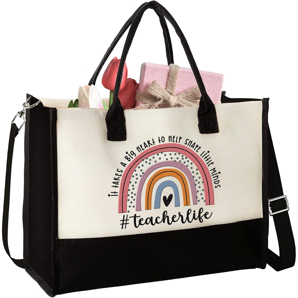 THEBUSSA Teacher Appreciation Gifts - Embroidery Teacher Gifts for Women - Graduation, Retirement, Birthday Tote Bag