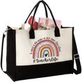 THEBUSSA Teacher Appreciation Gifts - Embroidery Teacher Gifts for Women - Graduation, Retirement, Birthday Tote Bag