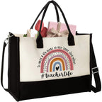 THEBUSSA Teacher Appreciation Gifts - Embroidery Teacher Gifts for Women - Graduation, Retirement, Birthday Tote Bag