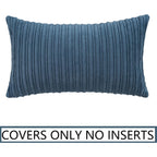 Ugasa Velvet 12X20 Inch Lumbar Soft Throw Pillow Cover Boho Farmhouse Decorative Corduroy Striped Both Sides Solid Rectangular Cushion Case For Couch Bedroom Sofa Home, 1 Piece, Dusty Blue