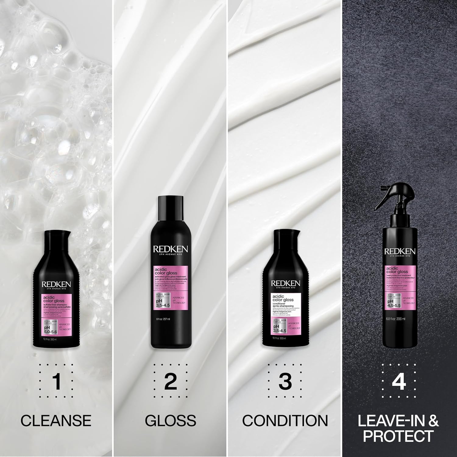 Redken Acidic Color Gloss Sulfate-Free Shampoo for Color Protection and Shine To Help Extend Color & Shine for Color-Treated Hair