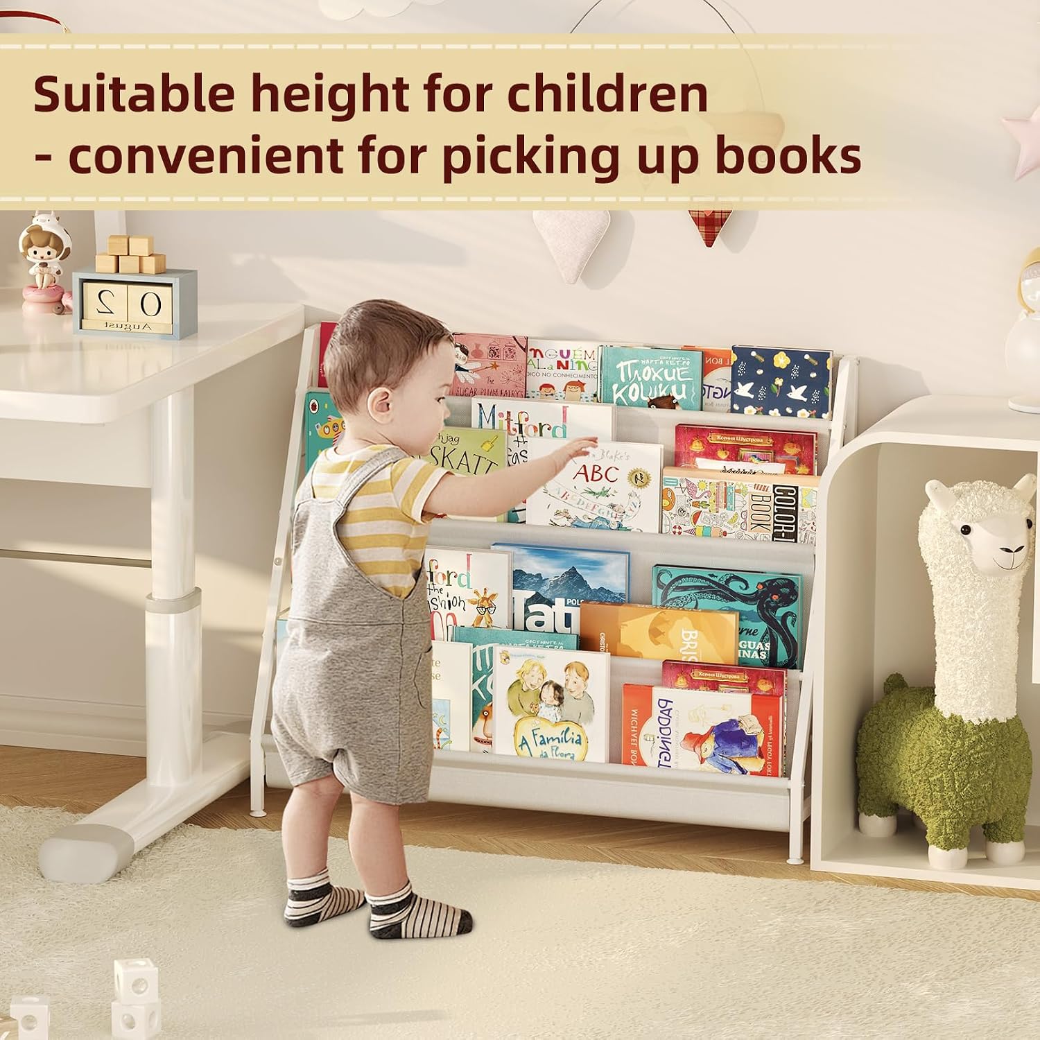 4-Tier Kids Bookshelf, Book Shelf For Kids Rooms,Book Rack For Kid With Four Deep Pockets,Nursery Bookshelves For Kid' Playroom, Toddler Bookshelf As A Children'S Gift