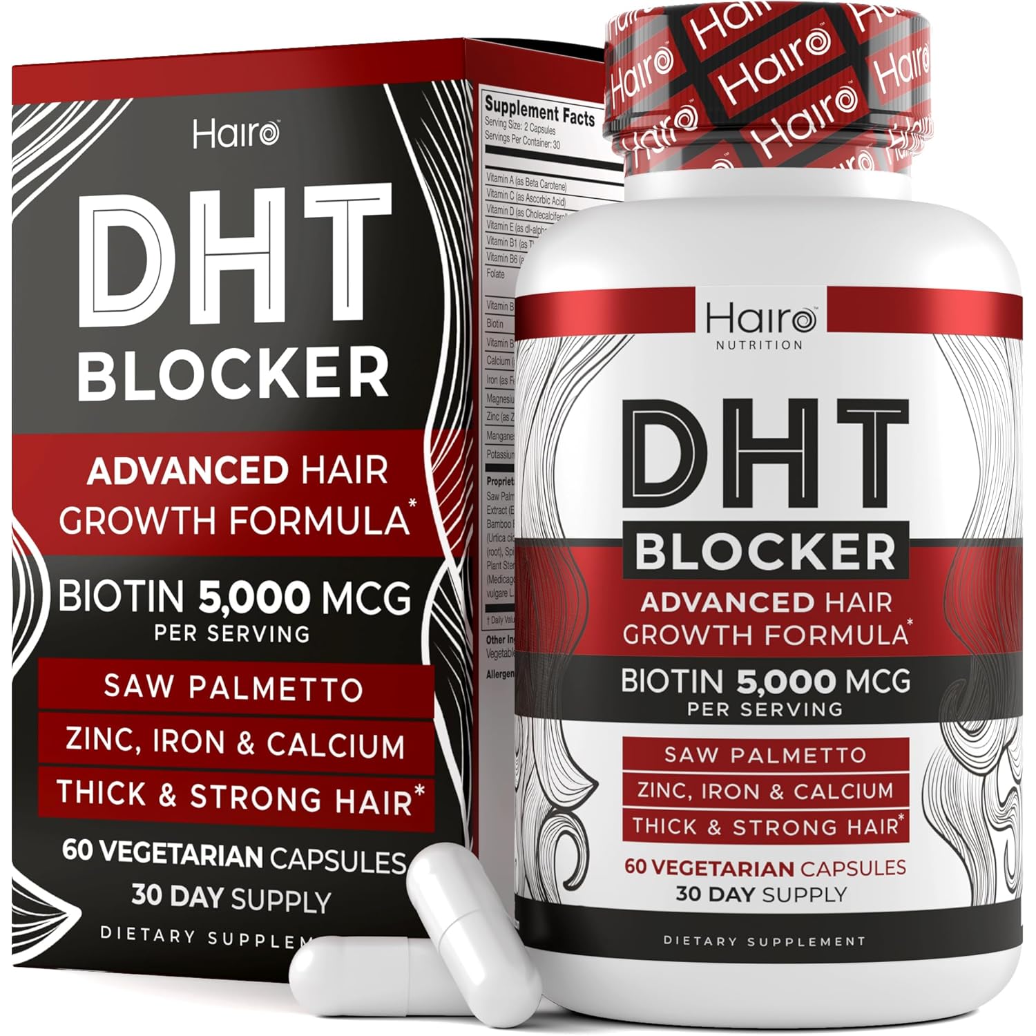 DHT Blocker Hair Growth Supplement - High Potency Biotin & Saw Palmetto for Hair Regrowth - Natural Hair Loss Treatments for Women & Men - Helps Stimulate Hair Follicle Growth