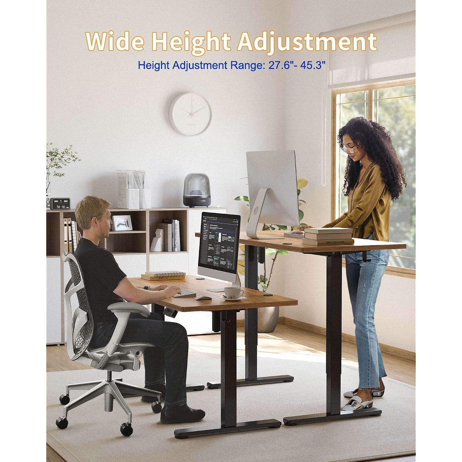 Yihayo Electric Standing Desk, 48 X 24 Inches Stand Up Desk With Splice Board, Adjustable Height Desk, Computer Desk For Home Office, Black Frame/Rustic Brown Top