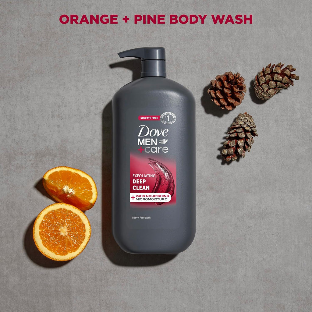 Dove Men + Care Body And Face Wash Exfoliating Deep Clean For Men, With 24-Hour Nourishing Micromoisture Technology Body Wash, 30 Oz