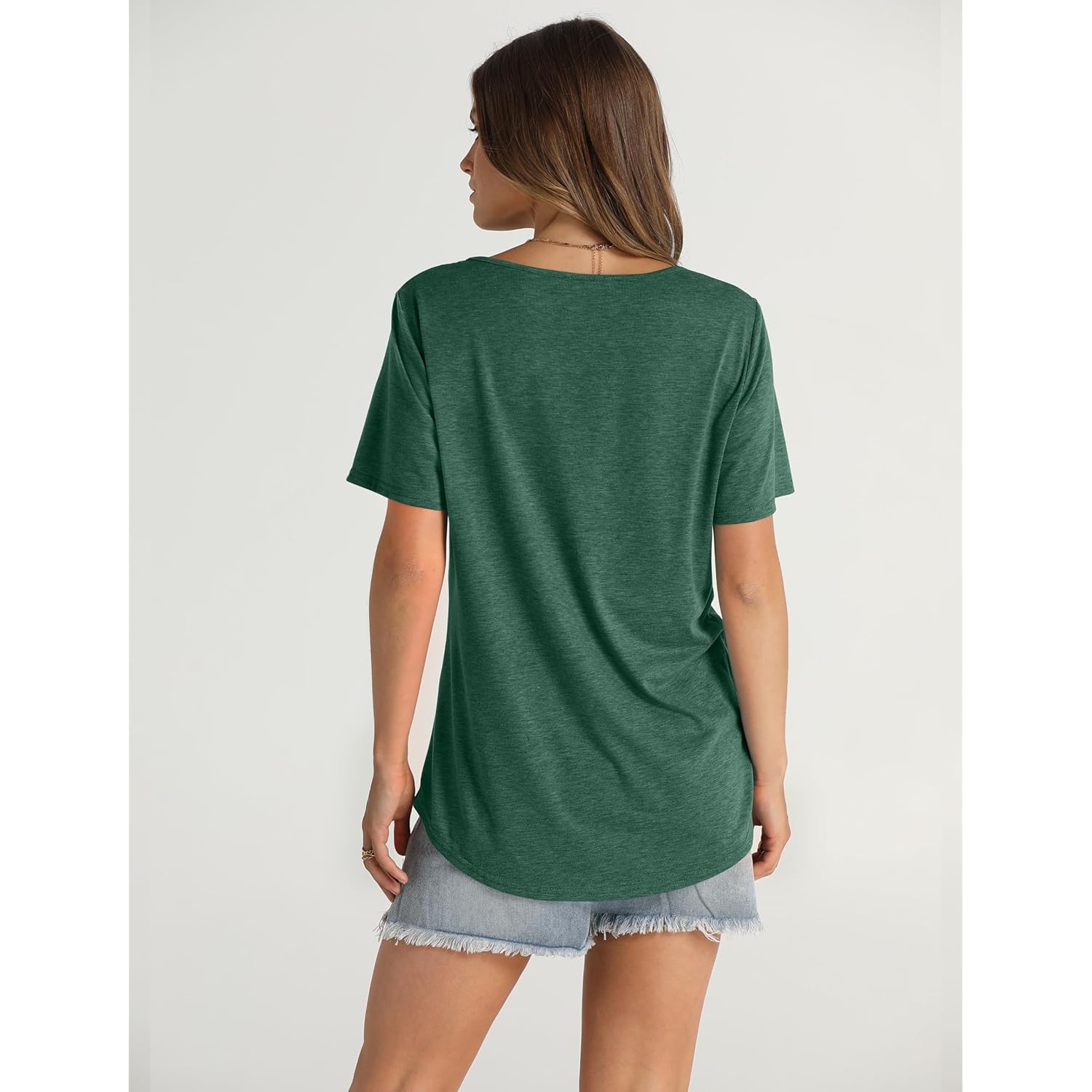 Women's Summer Tops 2026 Trendy Short Sleeve Shirts Smocked Crewneck Tee