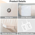 Comforter Storage Bag - Large Capacity Blanket Storage Bags 3-Layer Ultra Space Saving Self Compression Organizer, Washable Compression Bags For Storage Comforter Blanket, 2-Pack, Beige