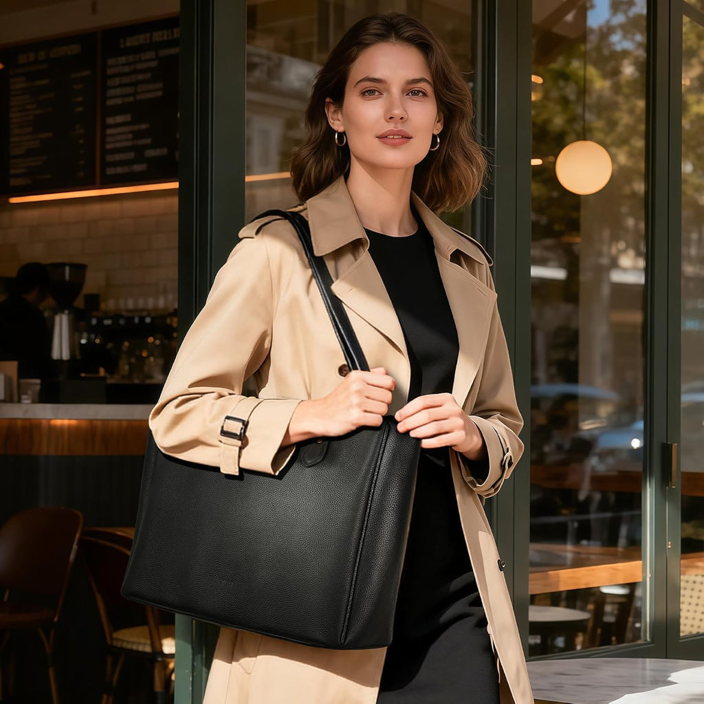 befen Genuine Leather Tote Bag for Women Work, Womens Laptop Purse Bags Shoulder Satchel Handbags with 15.6" Compartment