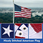 American Flags For Outside 3X5, Heavyduty Spun Polyester American Flag For High Wind Outdoor, Uv Protected/Sewn Stripes/Embroidered Stars/Brass Grommets, Us Flag Built For The Toughest Conditions (3X5 Foot)