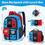Gamer Backpack For Boys, 4Pcs Gaming Boys Backpack With Lunch Box And Pencil Case For Kids, Video Gamer School Bags