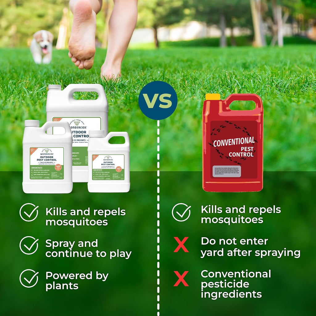 Wondercide - Outdoor Pest Control Spray Concentrate - 16 Oz | With Natural Essential Oils - Mosquito, Ant, Roach, And Insect Killer, Treatment, And Repellent - Safe For Pets, Plants, Kids