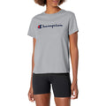 Champion Women’s Classic Short Sleeve Graphic T-Shirt, Standard Fit, Script Logo Oxford Gray - Classic Script Logo