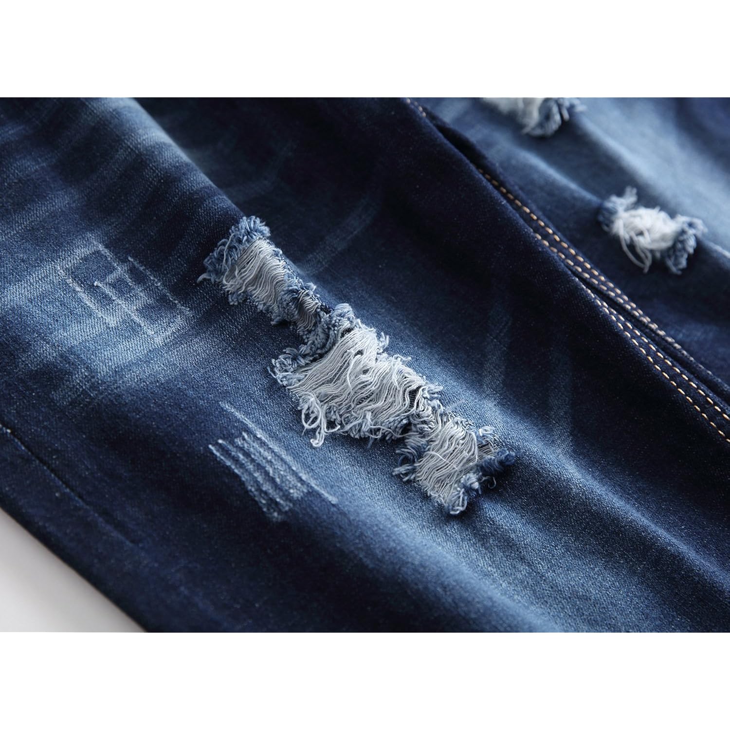 Men'S Casual Ripped Denim Shorts Stylish Distressed Straight Leg Jeans Shorts