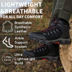 Men'S Waterproof Hiking Boots Non-Slip Lightweight Mid Top Ankle Boot Breathable Hiker Trekking Shoes