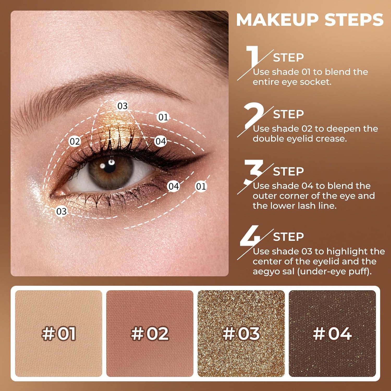 Neutral Nude Eyeshadow Makeup Palette, Taupe Brown & Gold Eye Shadow Quad, Matte & Glitter Finish Highly Pigmented Long Lasting Make Up Pallet, Travel Friendly Size